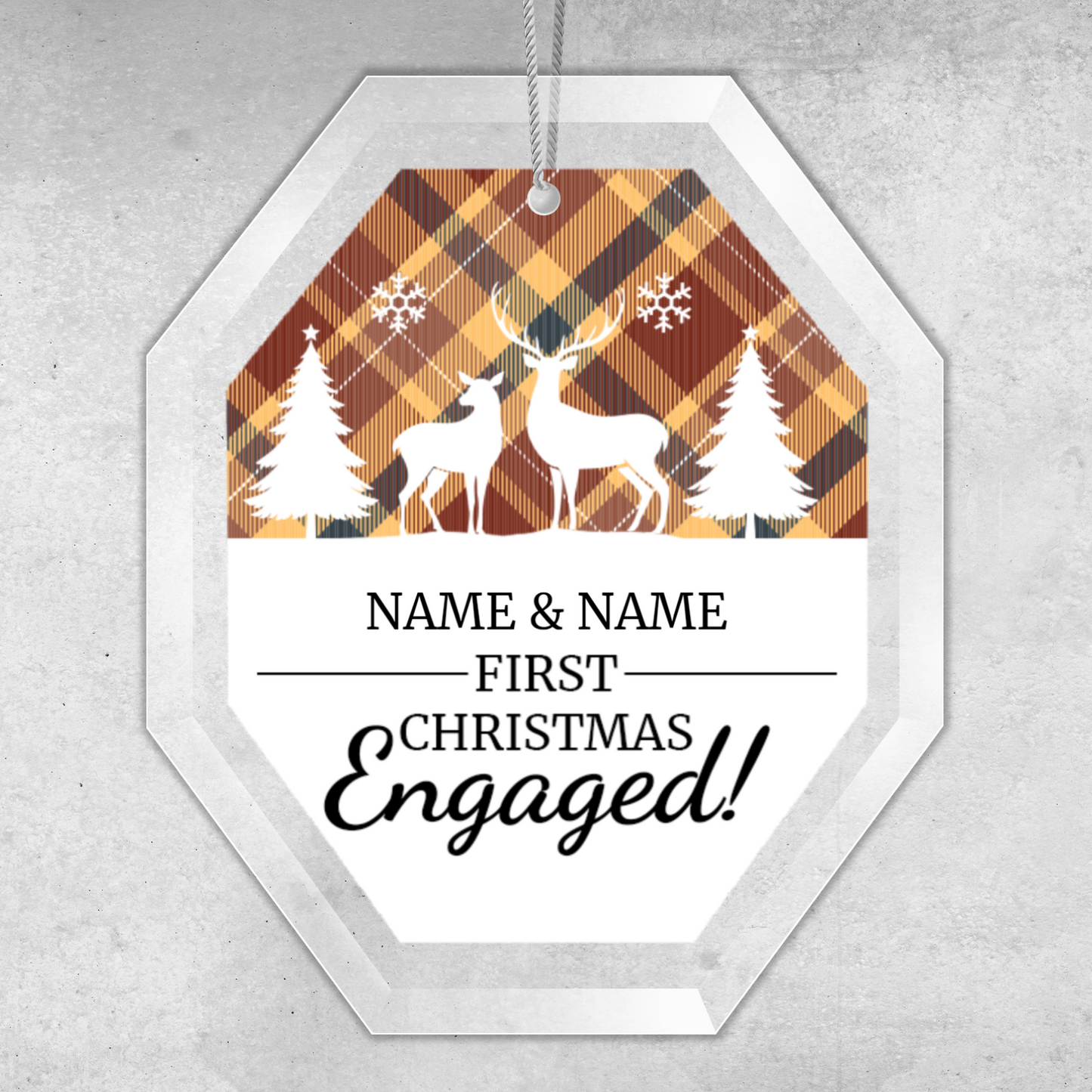 First Christmas Engaged UV Printed Octagon Hanging Ornament 004