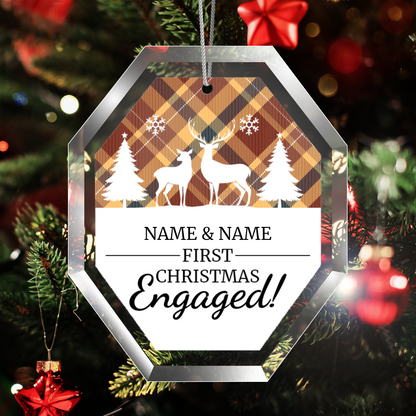 First Christmas Engaged UV Printed Octagon Hanging Ornament 004