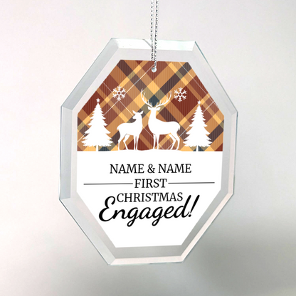 First Christmas Engaged UV Printed Octagon Hanging Ornament 004