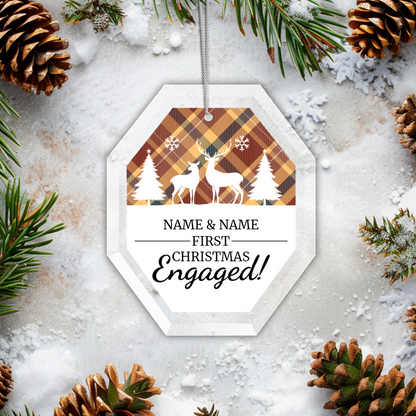 First Christmas Engaged UV Printed Octagon Hanging Ornament 004