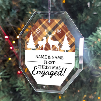 First Christmas Engaged UV Printed Octagon Hanging Ornament 004