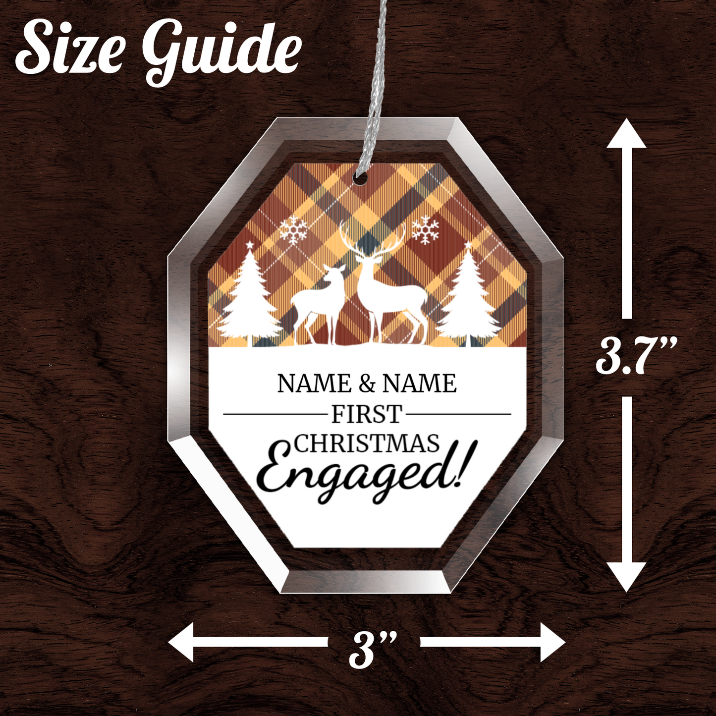 First Christmas Engaged UV Printed Octagon Hanging Ornament 004