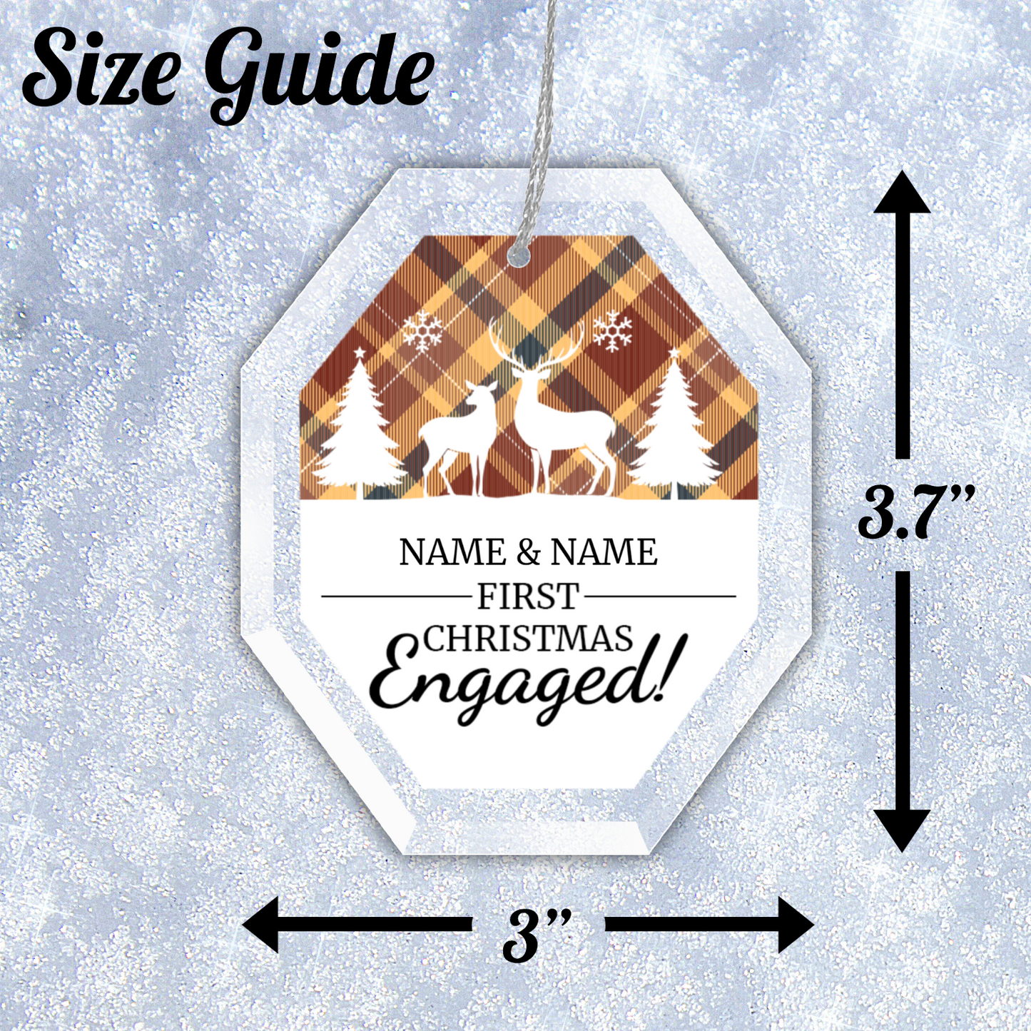 First Christmas Engaged UV Printed Octagon Hanging Ornament 004