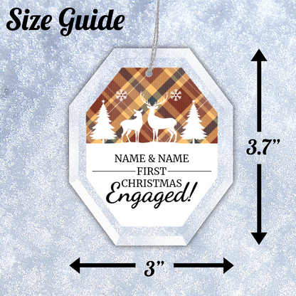 First Christmas Engaged UV Printed Octagon Hanging Ornament 004