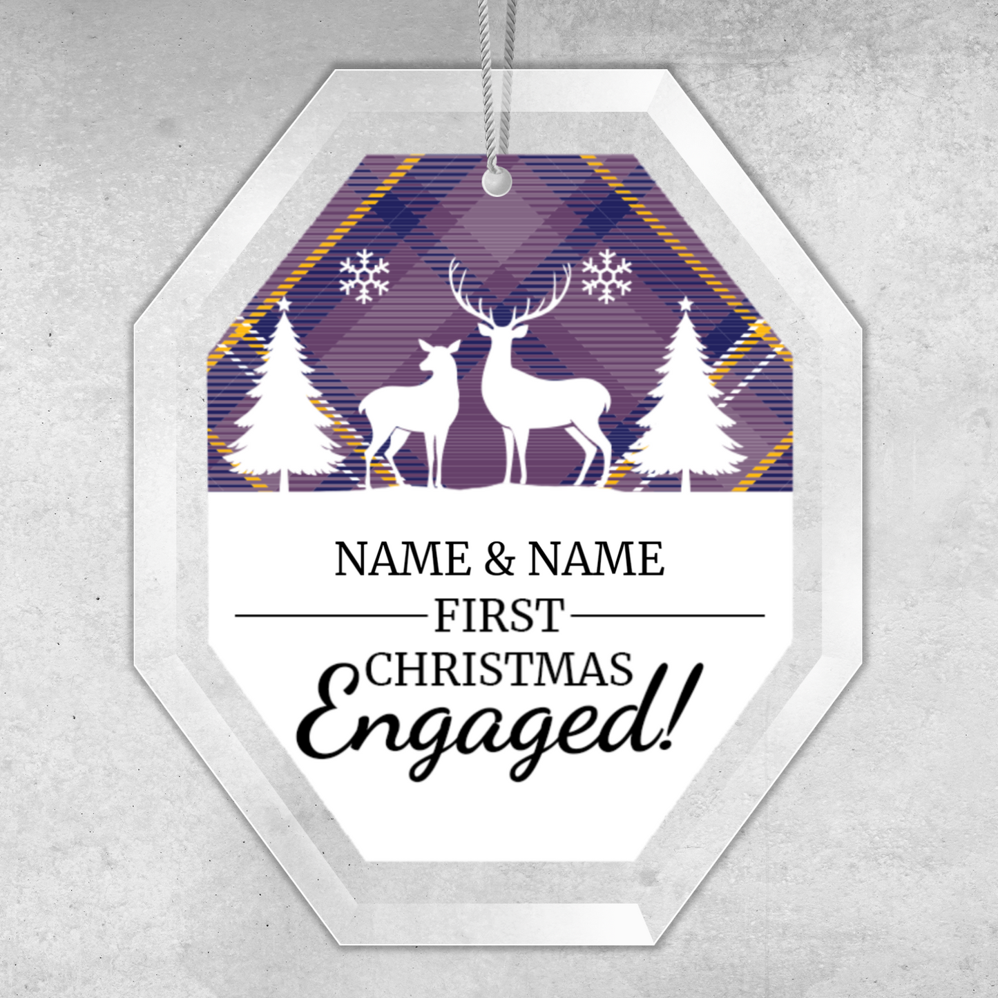 First Christmas Engaged UV Printed Octagon Hanging Ornament 005