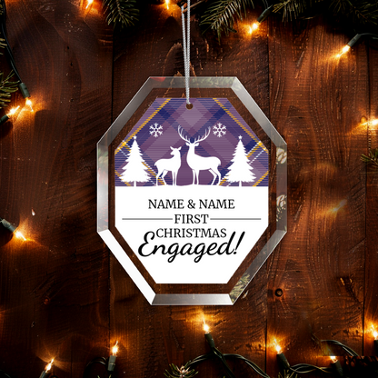 First Christmas Engaged UV Printed Octagon Hanging Ornament 005