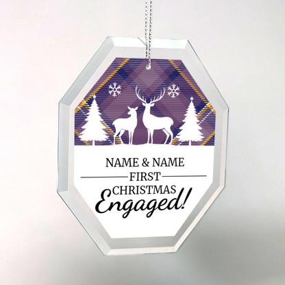 First Christmas Engaged UV Printed Octagon Hanging Ornament 005