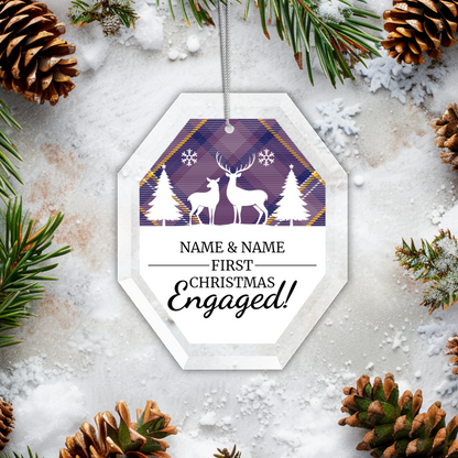 First Christmas Engaged UV Printed Octagon Hanging Ornament 005