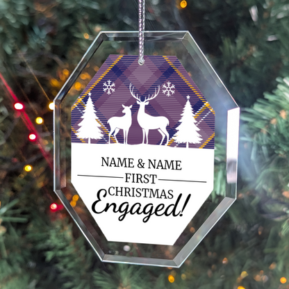 First Christmas Engaged UV Printed Octagon Hanging Ornament 005