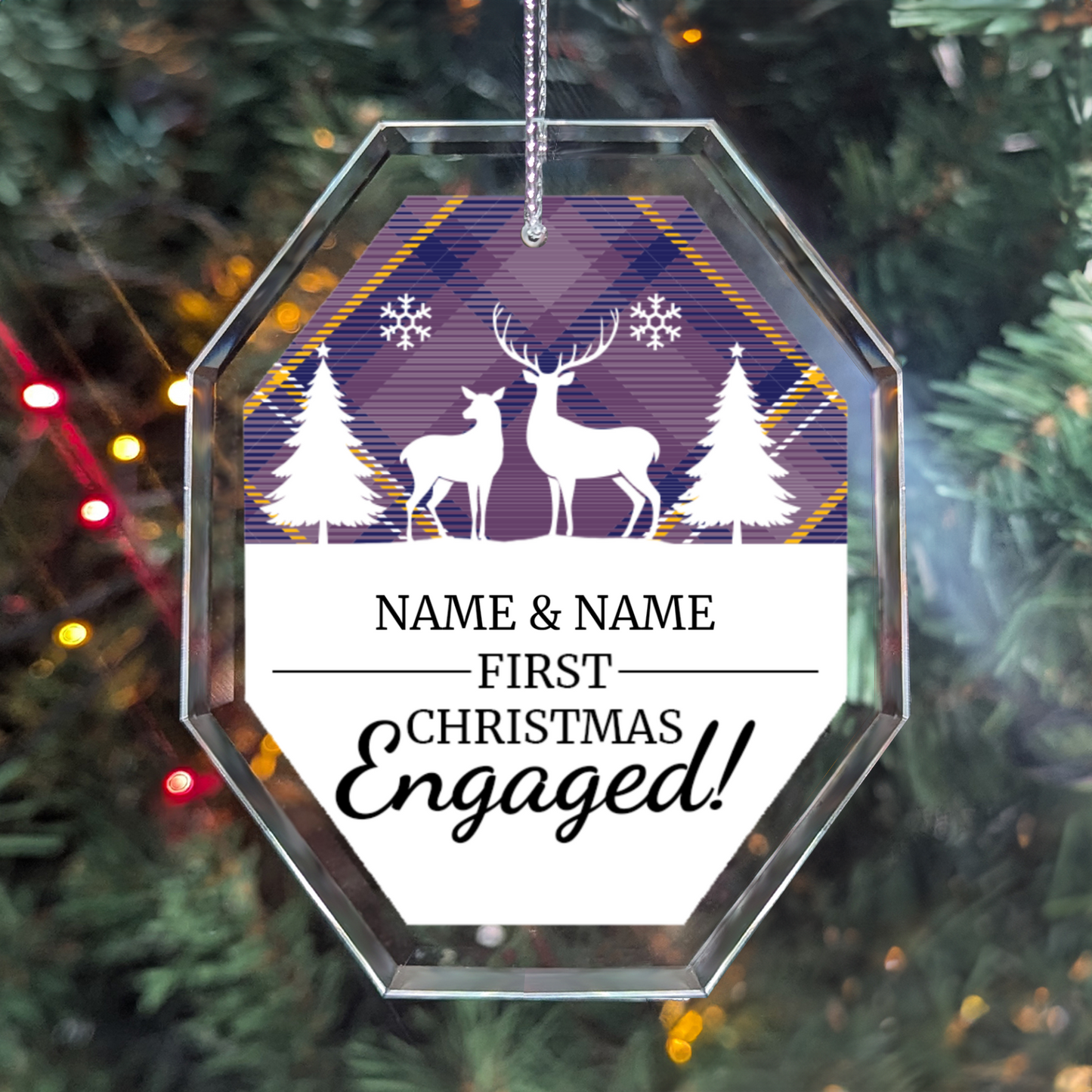 First Christmas Engaged UV Printed Octagon Hanging Ornament 005