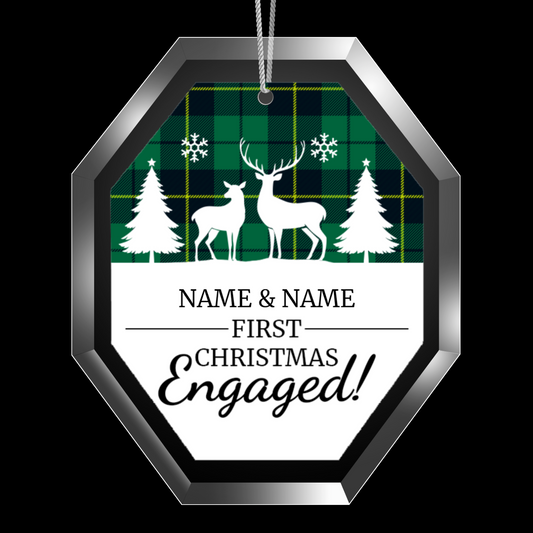 First Christmas Engaged UV Printed Octagon Hanging Ornament 006