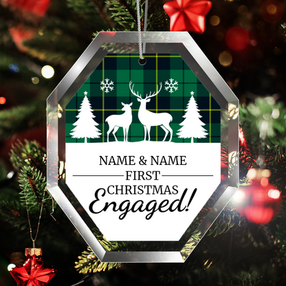 First Christmas Engaged UV Printed Octagon Hanging Ornament 006