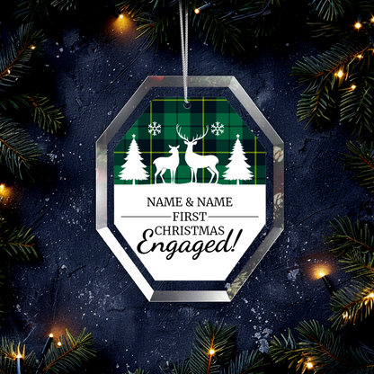 First Christmas Engaged UV Printed Octagon Hanging Ornament 006