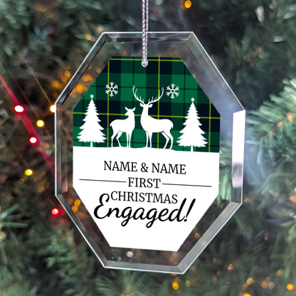 First Christmas Engaged UV Printed Octagon Hanging Ornament 006