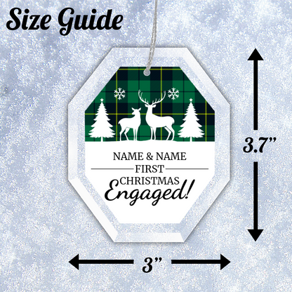 First Christmas Engaged UV Printed Octagon Hanging Ornament 006