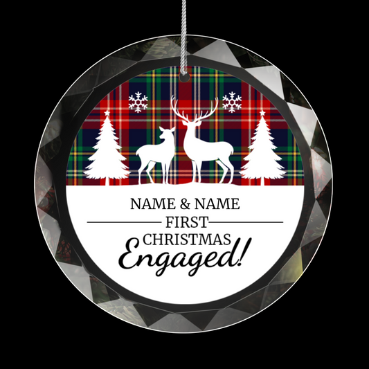 First Christmas Engaged UV Printed Round Hanging Ornament 001