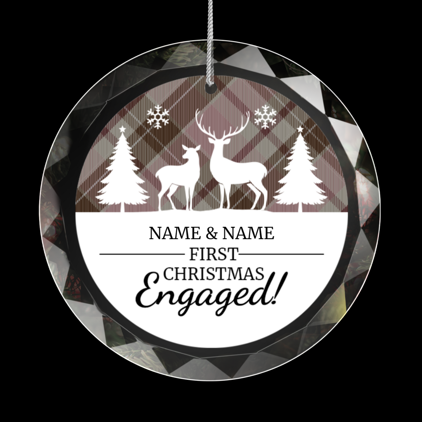 First Christmas Engaged UV Printed Round Hanging Ornament 002