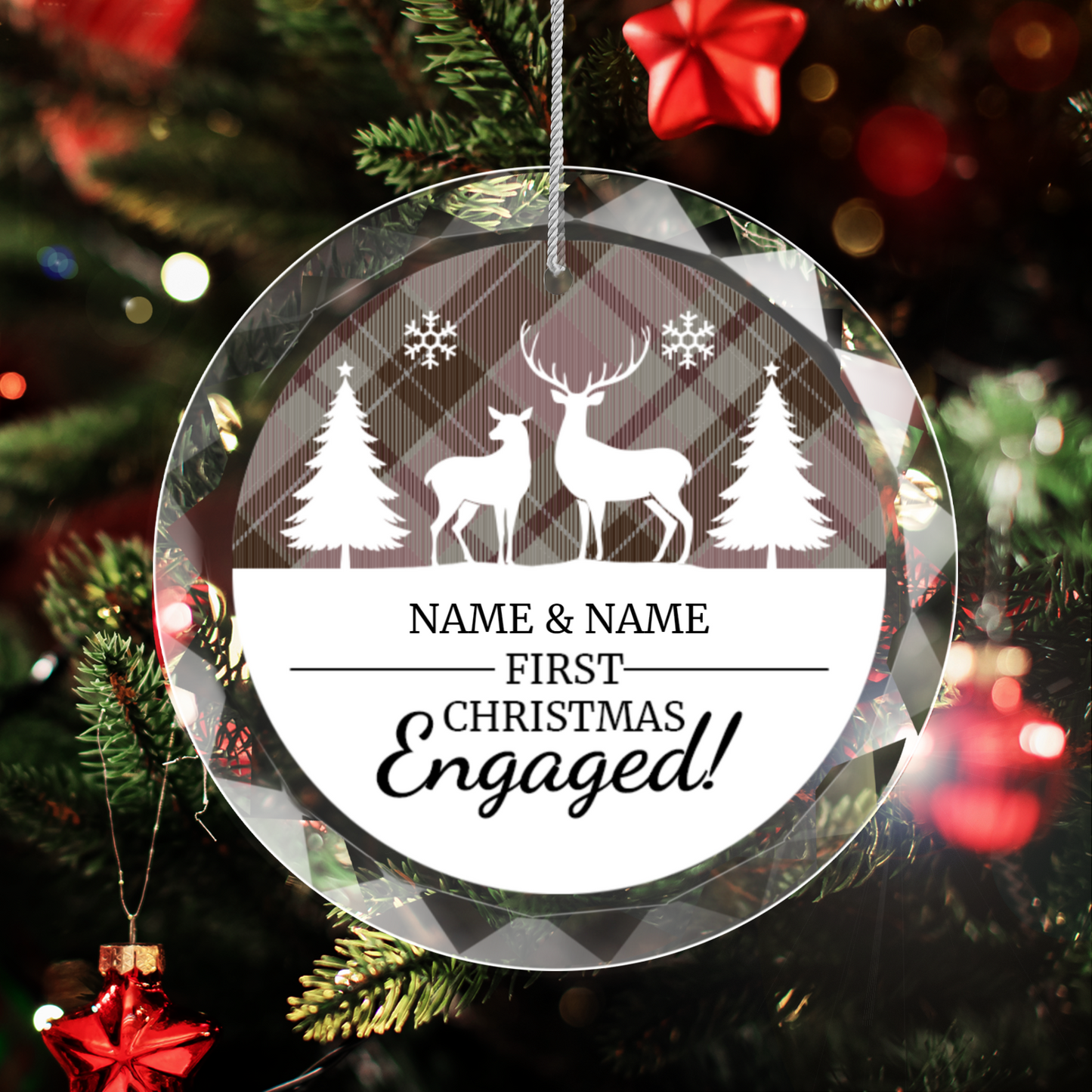 First Christmas Engaged UV Printed Round Hanging Ornament 002