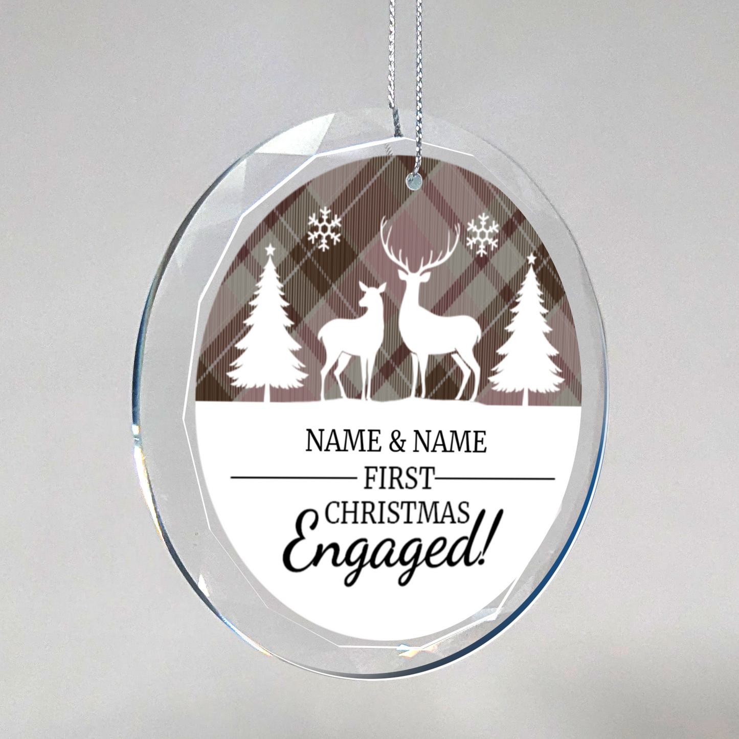 First Christmas Engaged UV Printed Round Hanging Ornament 002