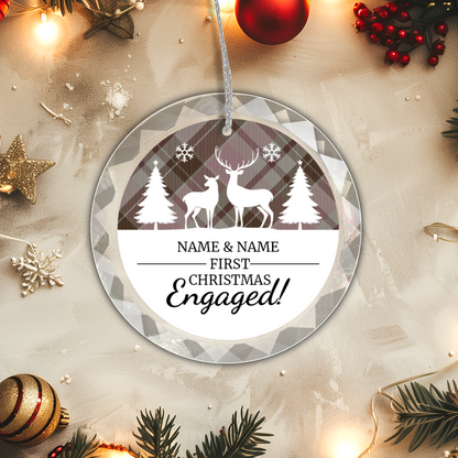 First Christmas Engaged UV Printed Round Hanging Ornament 002