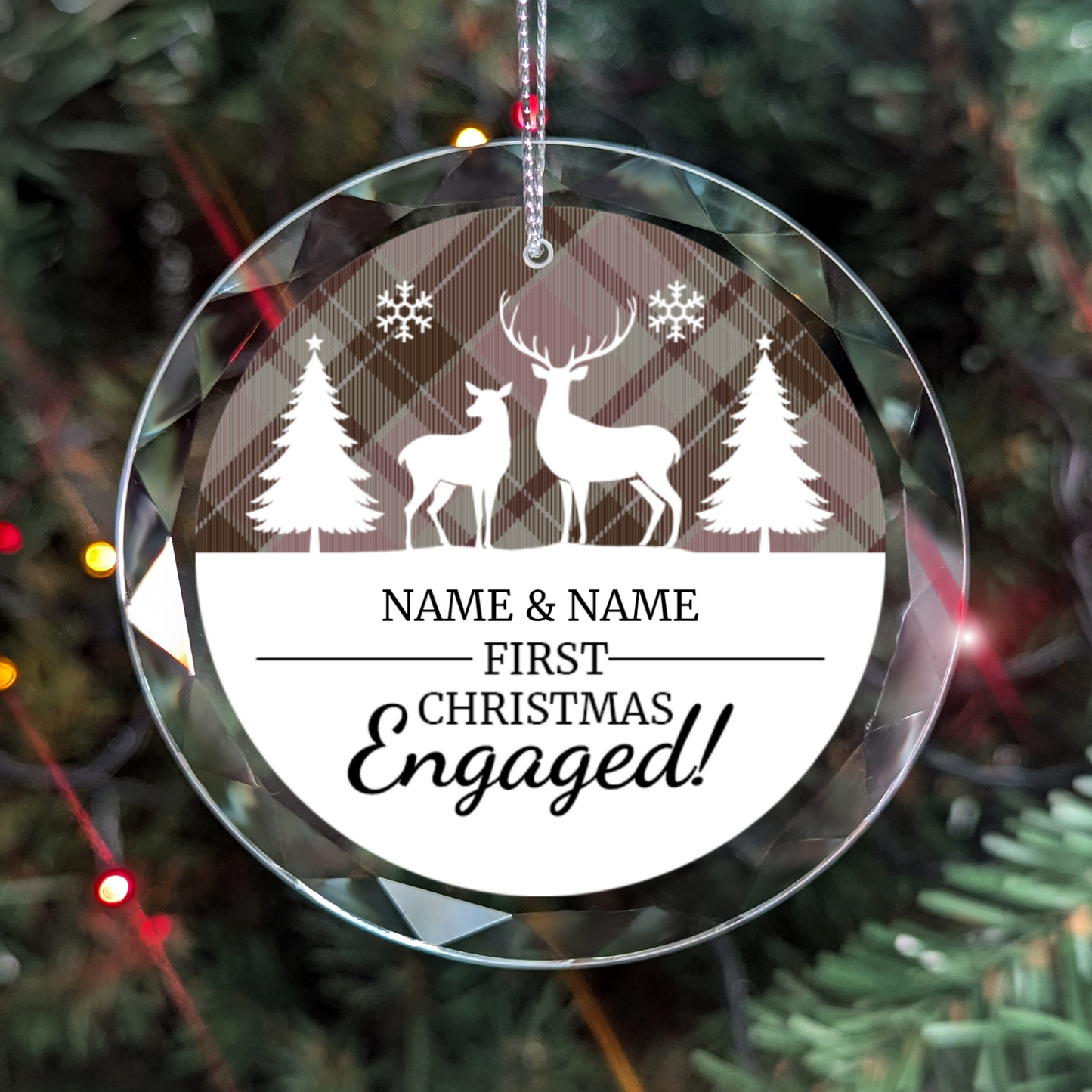 First Christmas Engaged UV Printed Round Hanging Ornament 002