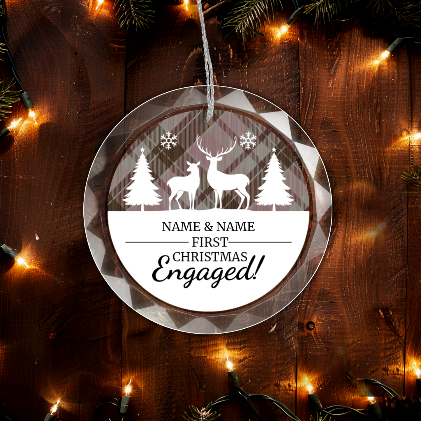 First Christmas Engaged UV Printed Round Hanging Ornament 002