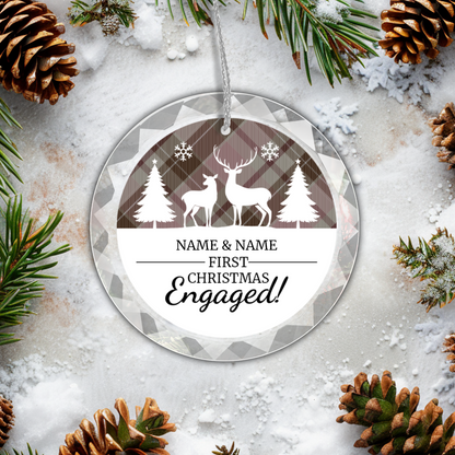 First Christmas Engaged UV Printed Round Hanging Ornament 002