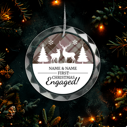 First Christmas Engaged UV Printed Round Hanging Ornament 002