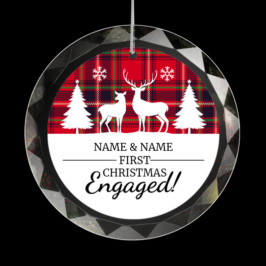 First Christmas Engaged UV Printed Round Hanging Ornament 003