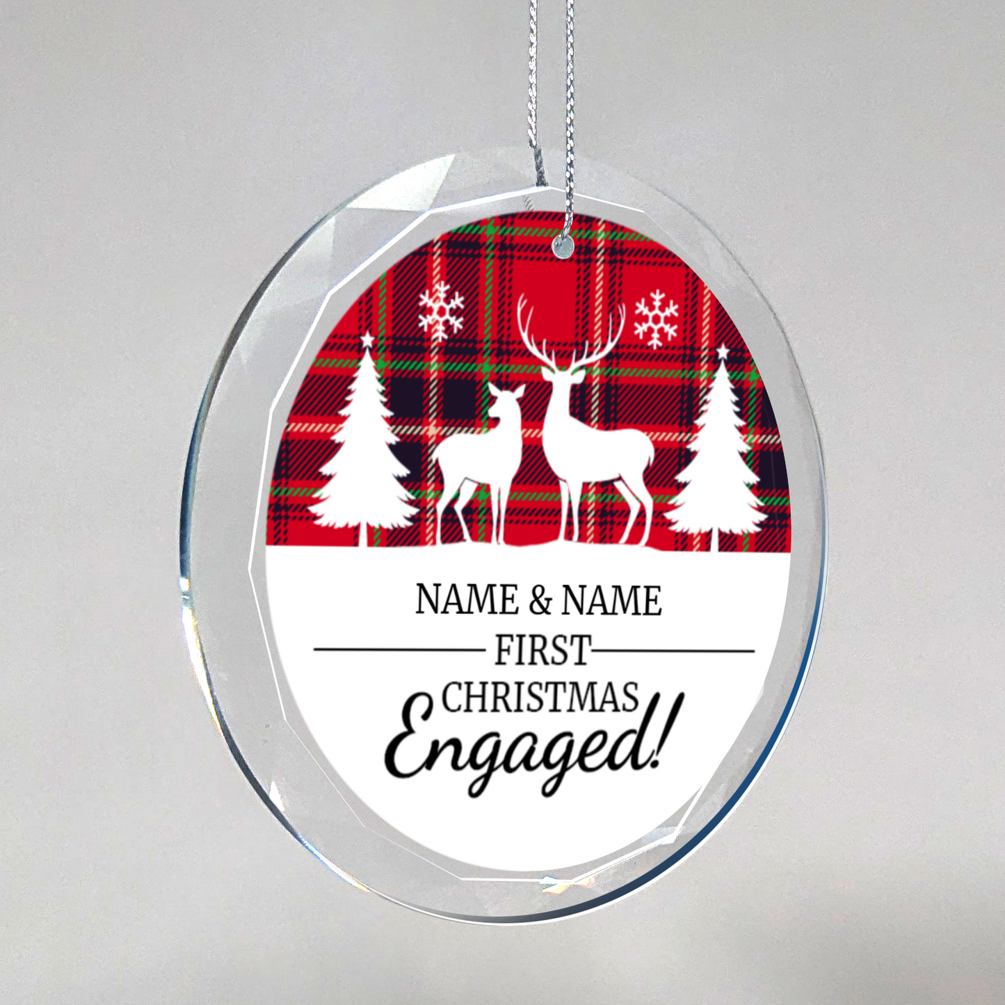 First Christmas Engaged UV Printed Round Hanging Ornament 003