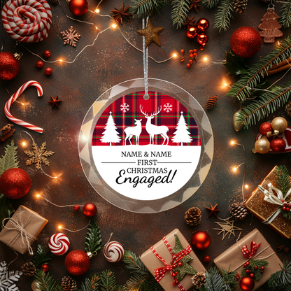 First Christmas Engaged UV Printed Round Hanging Ornament 003