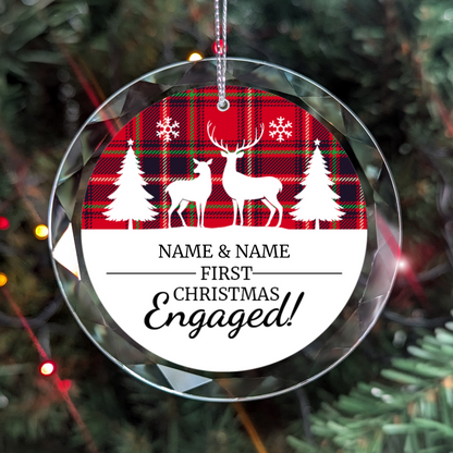 First Christmas Engaged UV Printed Round Hanging Ornament 003