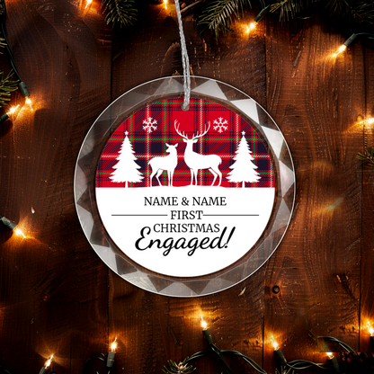 First Christmas Engaged UV Printed Round Hanging Ornament 003