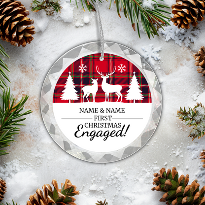 First Christmas Engaged UV Printed Round Hanging Ornament 003