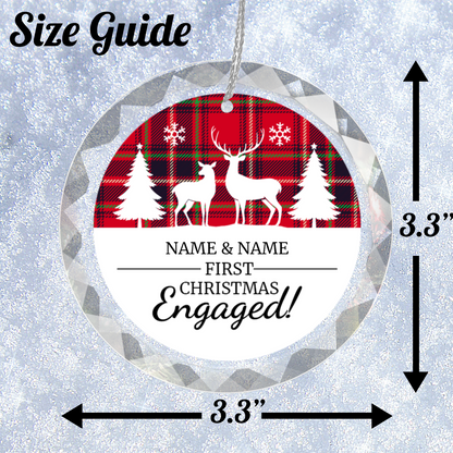 First Christmas Engaged UV Printed Round Hanging Ornament 003