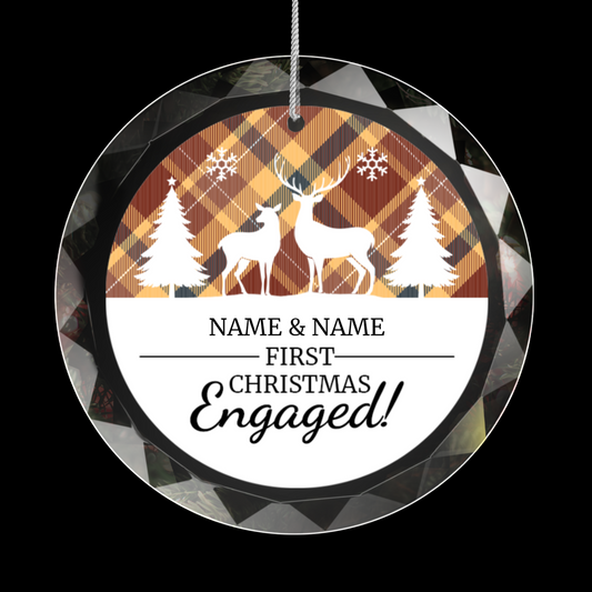 First Christmas Engaged UV Printed Round Hanging Ornament 004