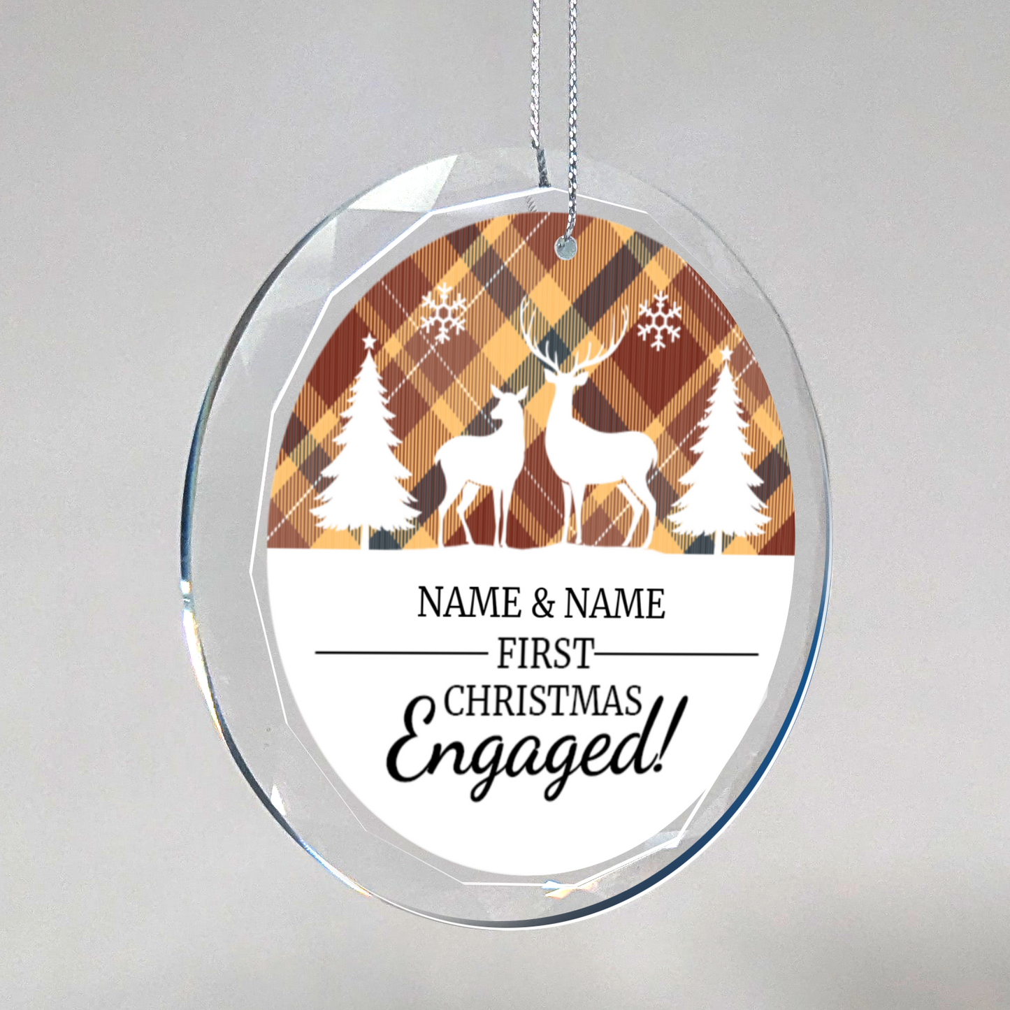 First Christmas Engaged UV Printed Round Hanging Ornament 004