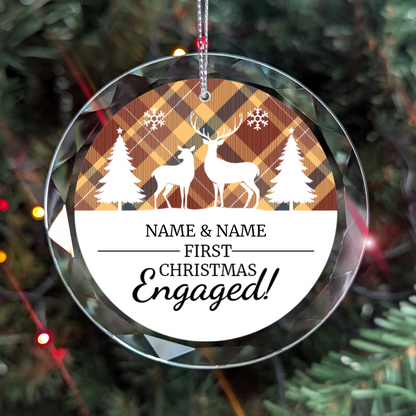 First Christmas Engaged UV Printed Round Hanging Ornament 004