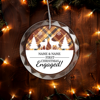 First Christmas Engaged UV Printed Round Hanging Ornament 004