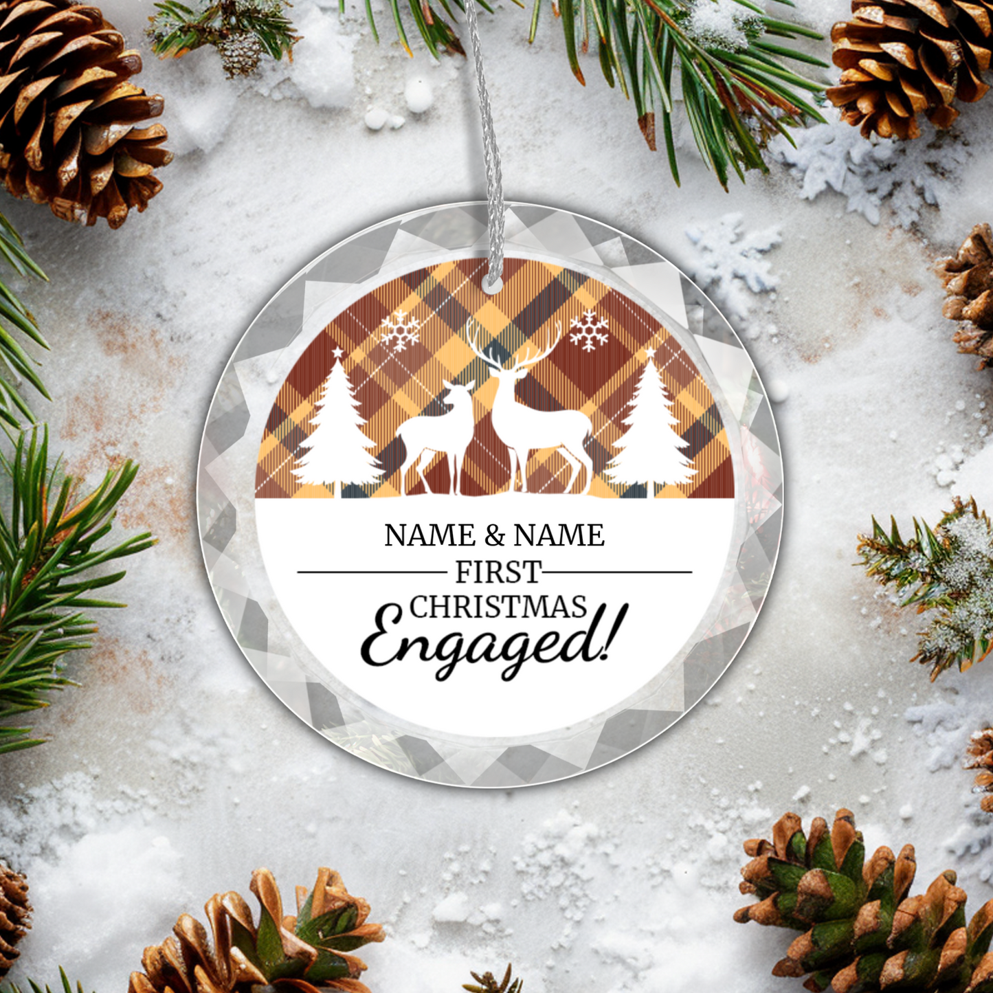 First Christmas Engaged UV Printed Round Hanging Ornament 004