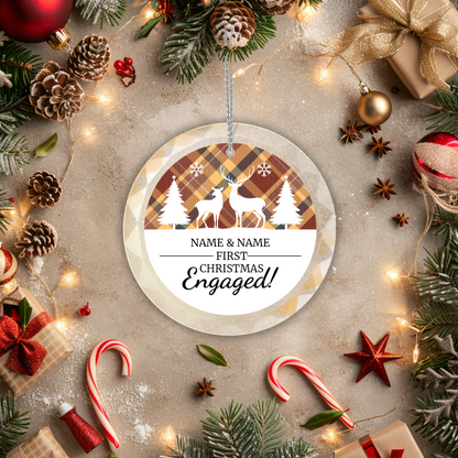 First Christmas Engaged UV Printed Round Hanging Ornament 004