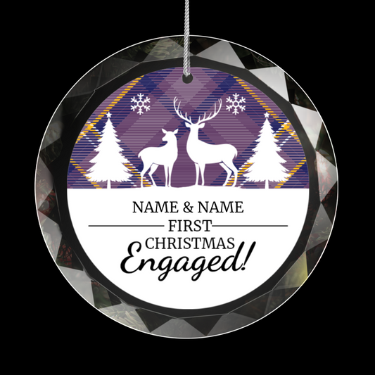 First Christmas Engaged UV Printed Round Hanging Ornament 005