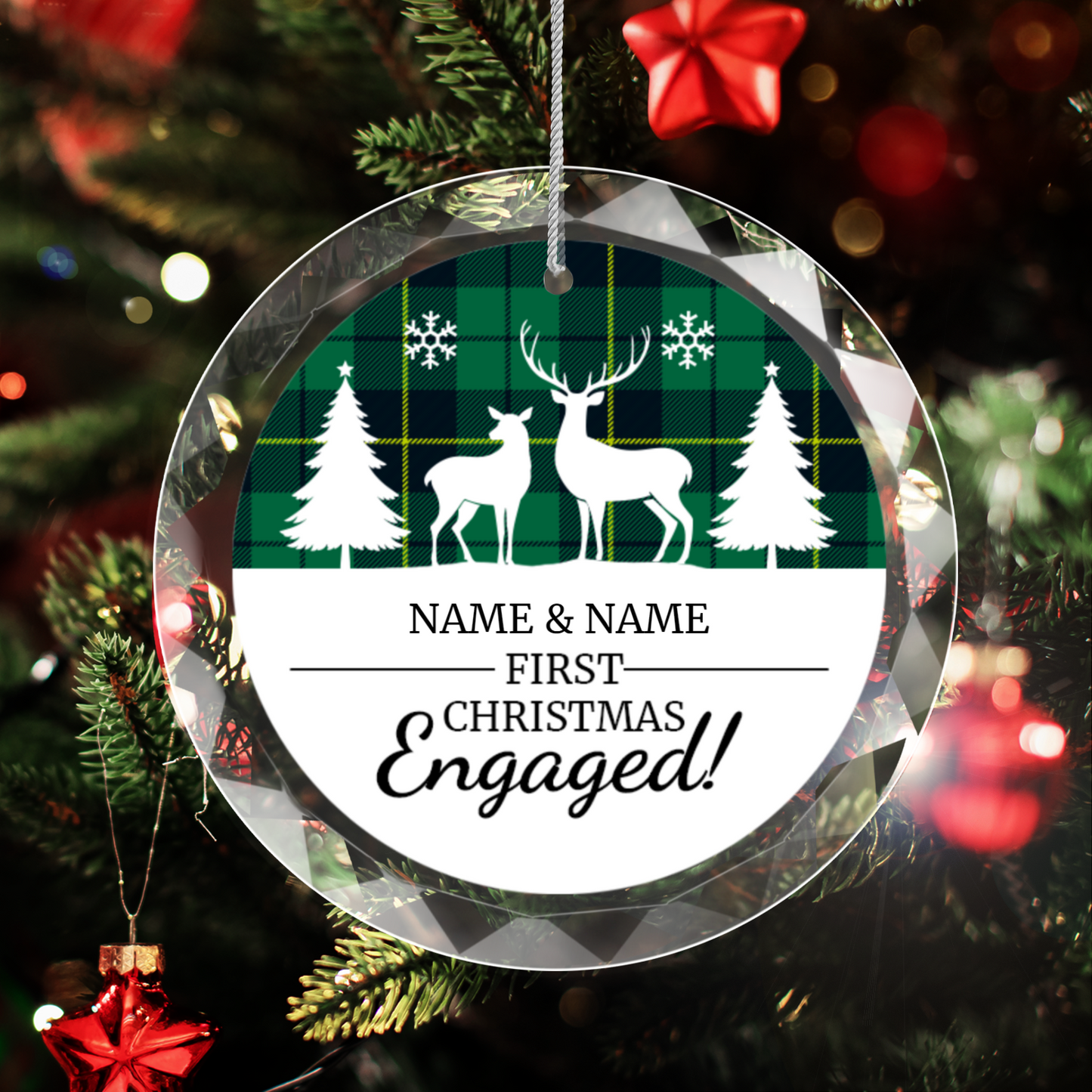 First Christmas Engaged UV Printed Round Hanging Ornament 006