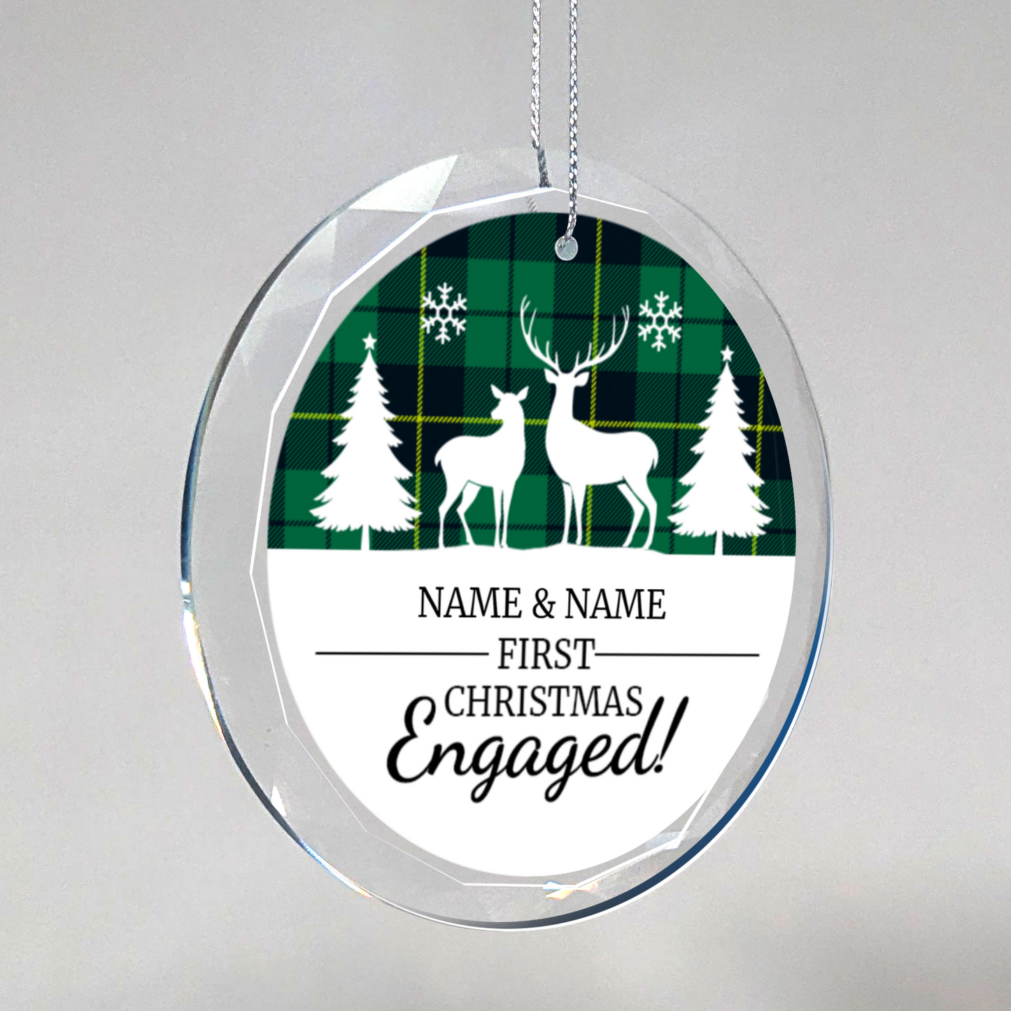 First Christmas Engaged UV Printed Round Hanging Ornament 006