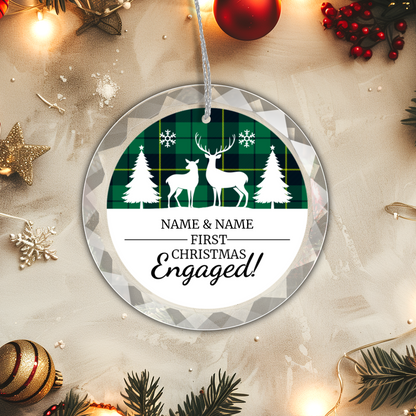 First Christmas Engaged UV Printed Round Hanging Ornament 006