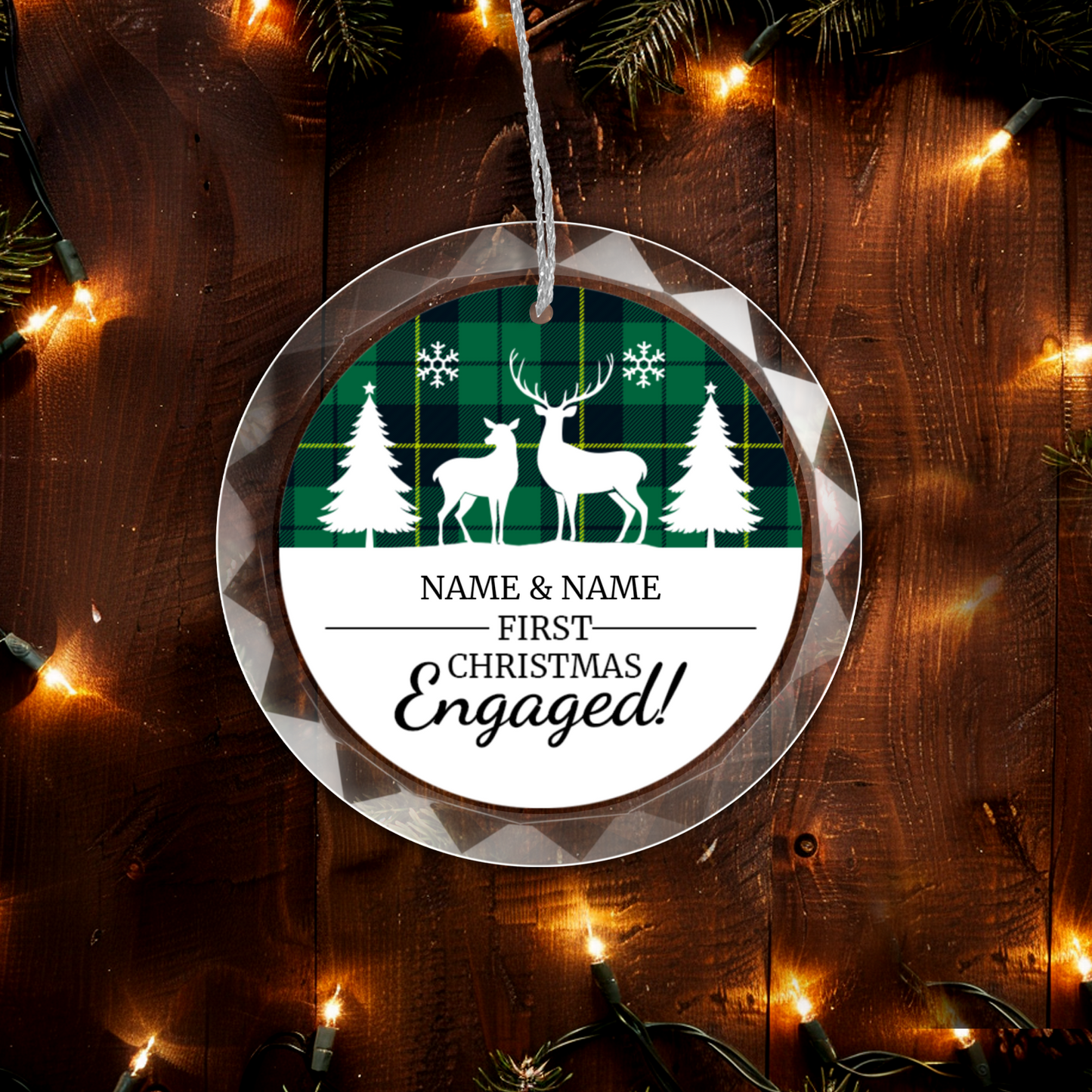 First Christmas Engaged UV Printed Round Hanging Ornament 006