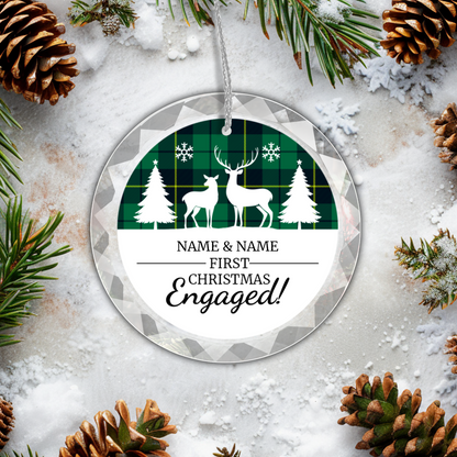 First Christmas Engaged UV Printed Round Hanging Ornament 006