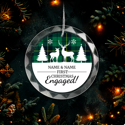 First Christmas Engaged UV Printed Round Hanging Ornament 006