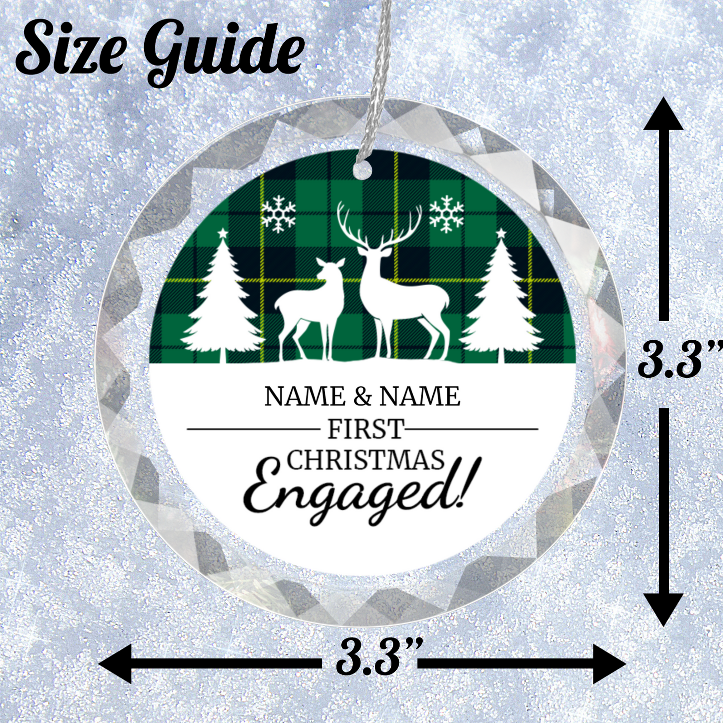 First Christmas Engaged UV Printed Round Hanging Ornament 006