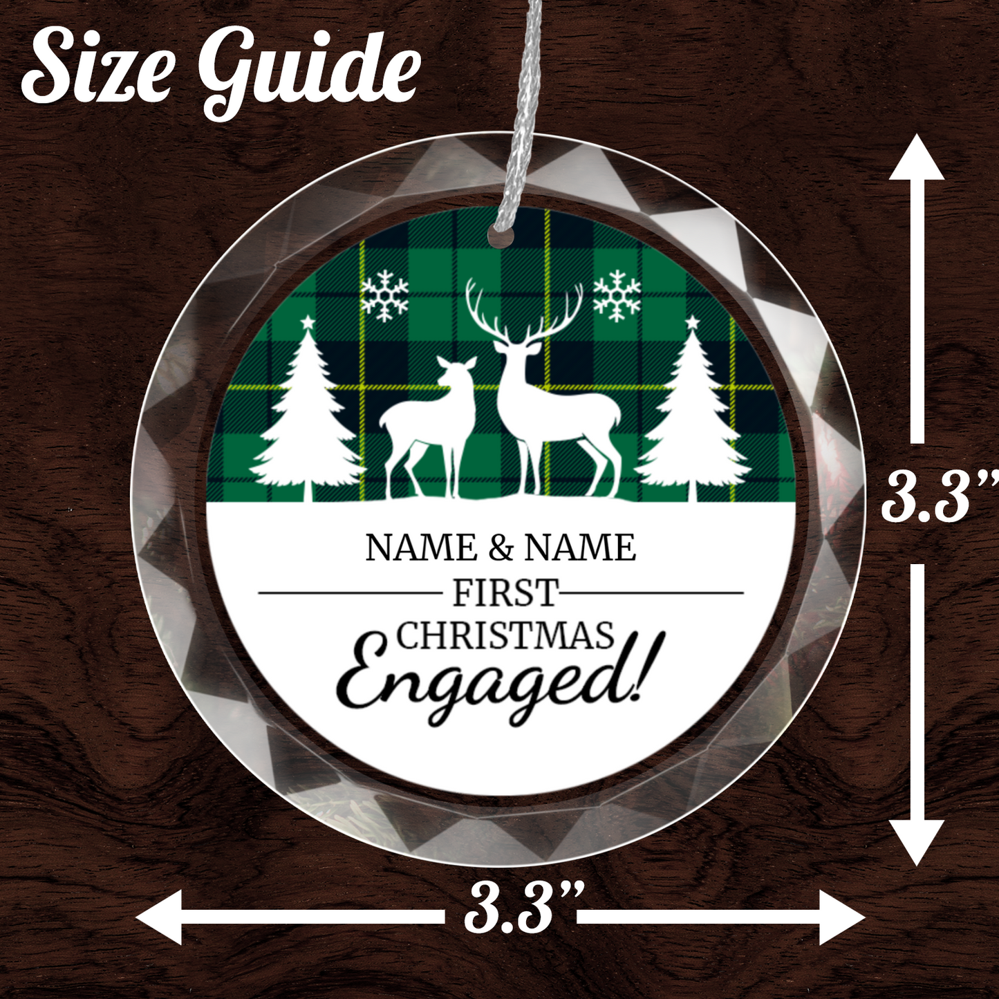 First Christmas Engaged UV Printed Round Hanging Ornament 006